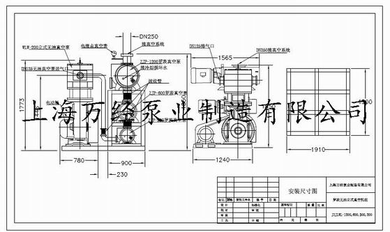 羅茨往復(fù)真空泵機組安裝尺寸圖CAD版